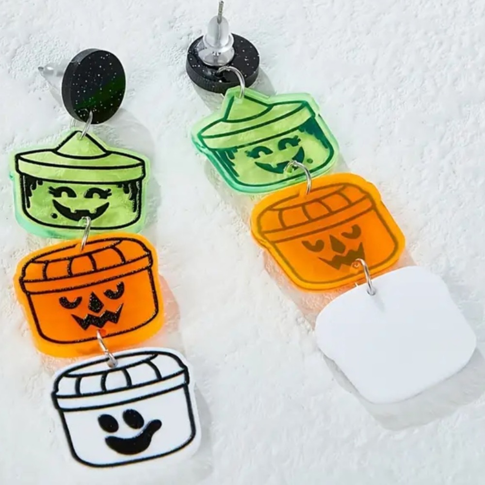 Retro HALLOWEEN Bucket dangle earrings - 1990’s classic!